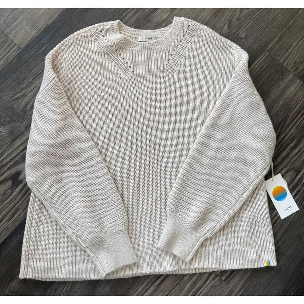 Women's Vuori Alps crew neck sweater size small oversized wool blend cream NWT